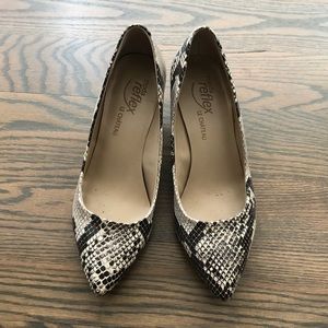 Black and White Snake Print Kitten Heels